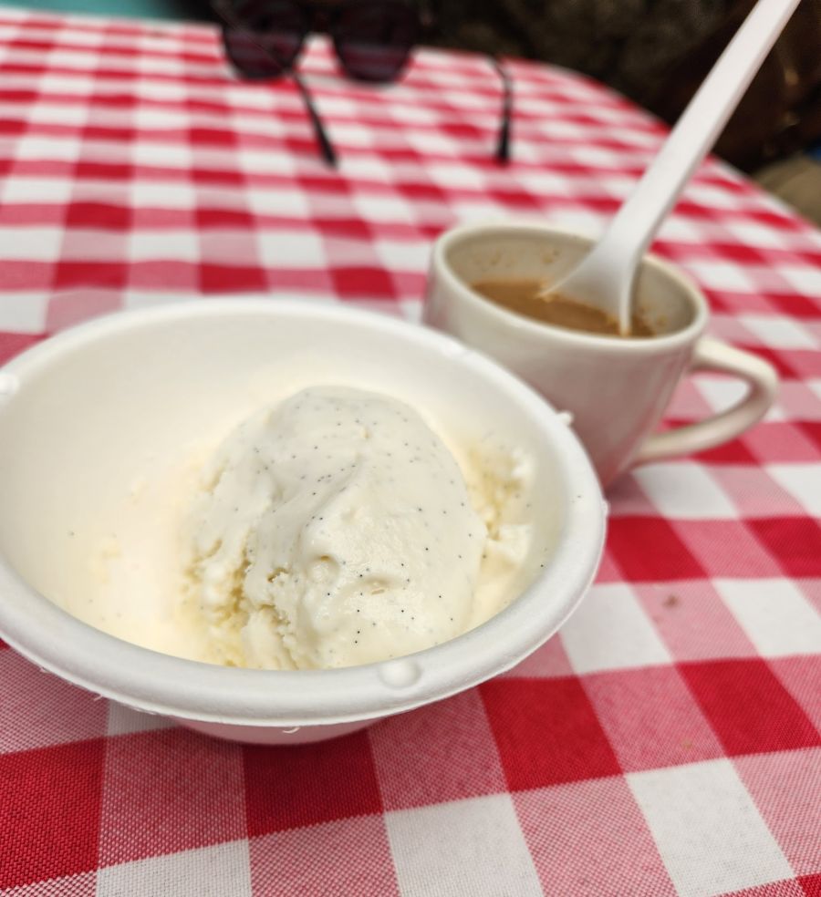 Vanilla ice cream and coffee wrap up the luncheon and tour at the Hawaiian Vanilla Company. Photo by Karen Alman